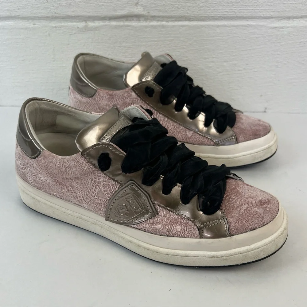 Philippe Model Blush Pink Metallic Accent Sneakers